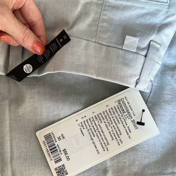 Lululemon Short Qwick Oxford 11” Relaxed Sz 30 Rare NWT Grey BLK/White Golf Work - Picture 12 of 13